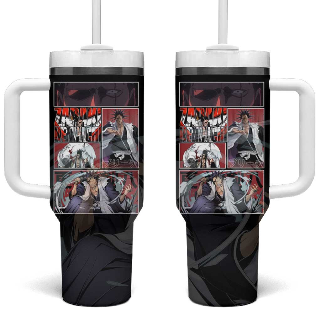 Zaraki Kenpachi Bleach Anime Tumbler With Handle With Manga Panels And Squad 11 Symbol