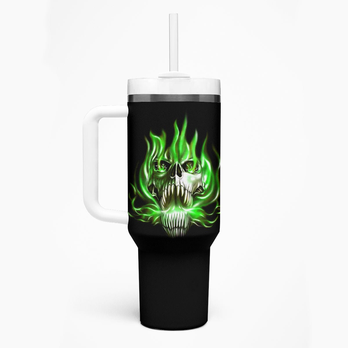 9 Of 10 Voices In My Head Fire Skull Tumbler With Handle