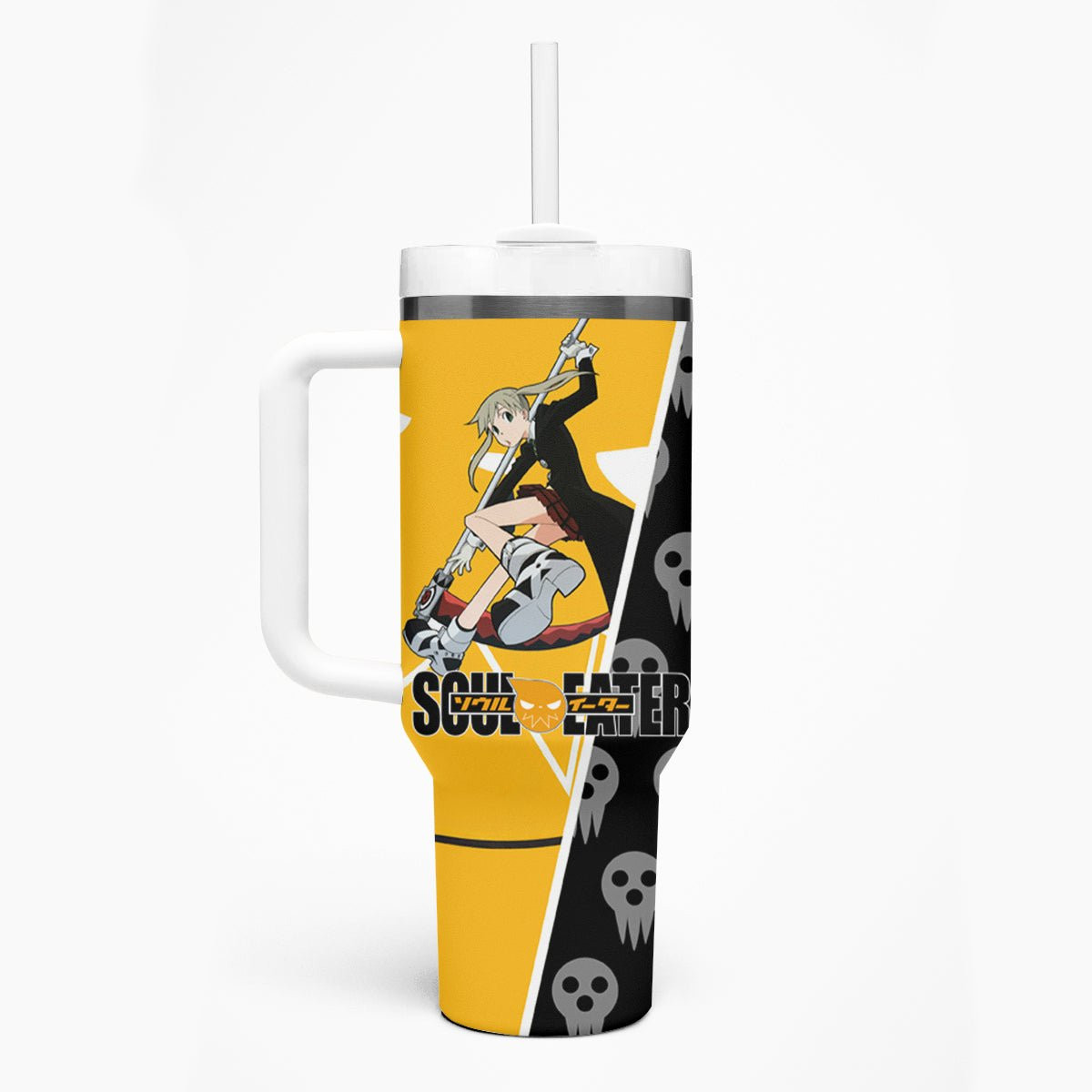 Albarn Maka Soul Eater Tumbler With Handle Anime Art Mix With Skull Pattern Style