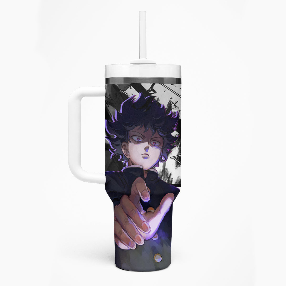 Arataka Reigen Mob Psycho 100 Tumbler With Handle Anime Style Art