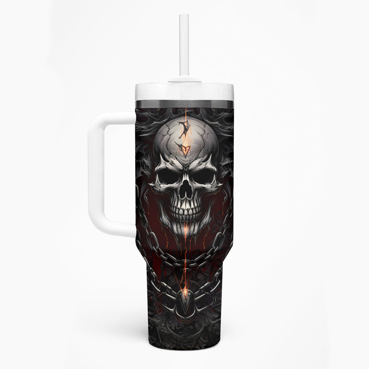 Be Careful Skull Tumbler With Handle