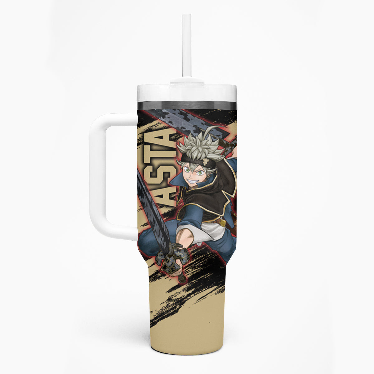 Black Bull Asta Tumbler With Handle Black Clover Anime