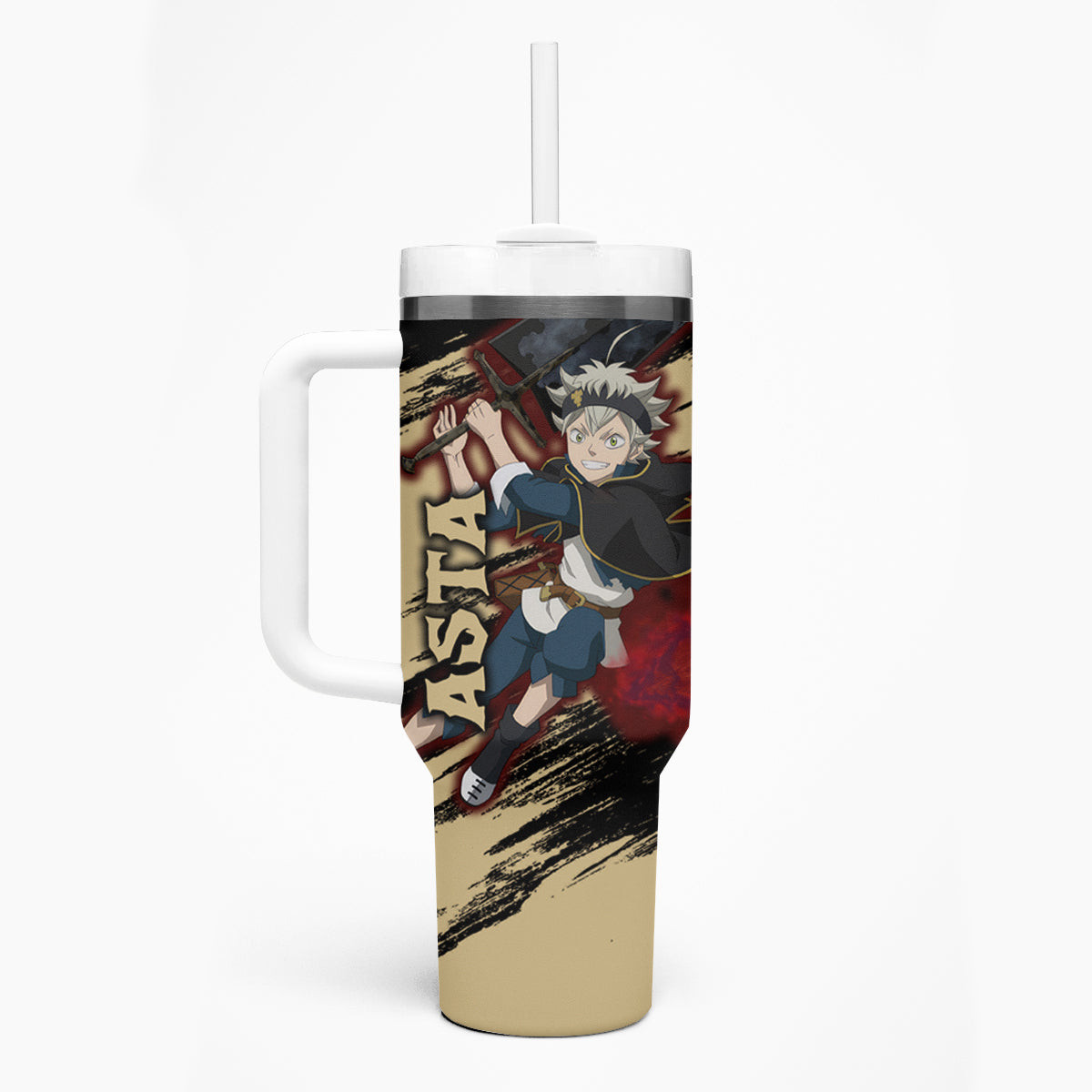 Black Bull Devil Asta Anime Tumbler With Handle Black Clover Anime