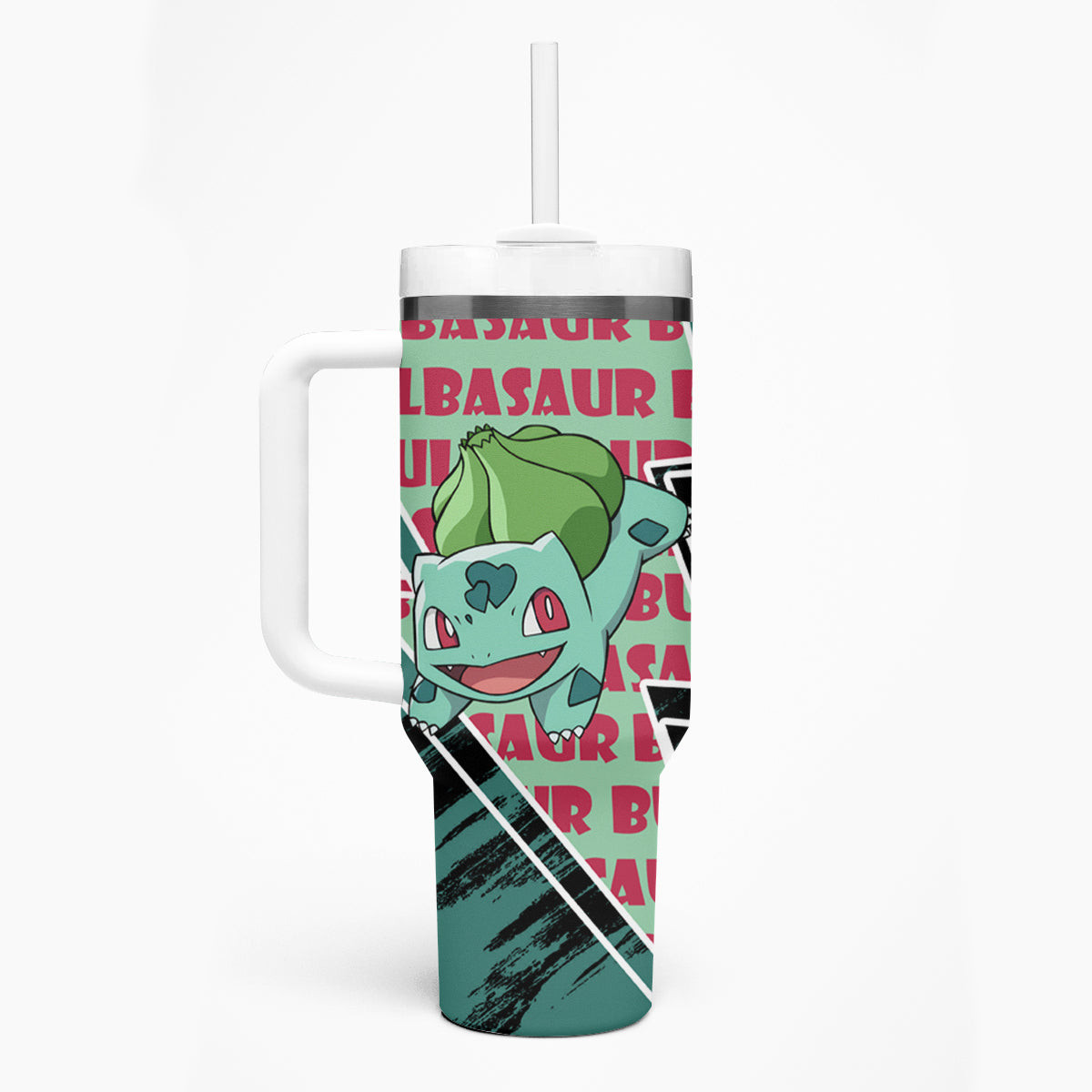 Bulbasaur Pokemon Tumbler With Handle Grunge Pattern Style