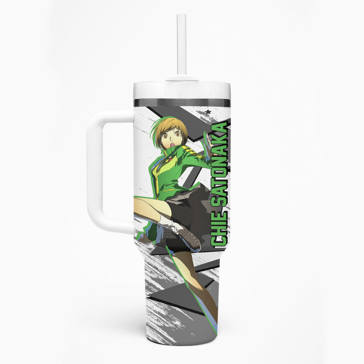 Chie Satonaka Persona Tumbler With Handle Anime Mix Polygon Cyber Style