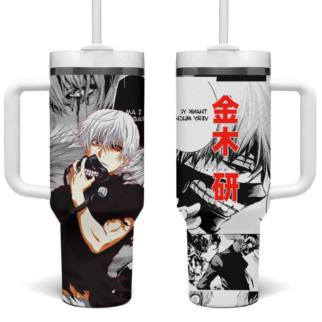 Ken Kaneki Tokyo Ghoul Tumbler With Handle With Manga Panel Masked Ghoul Rage