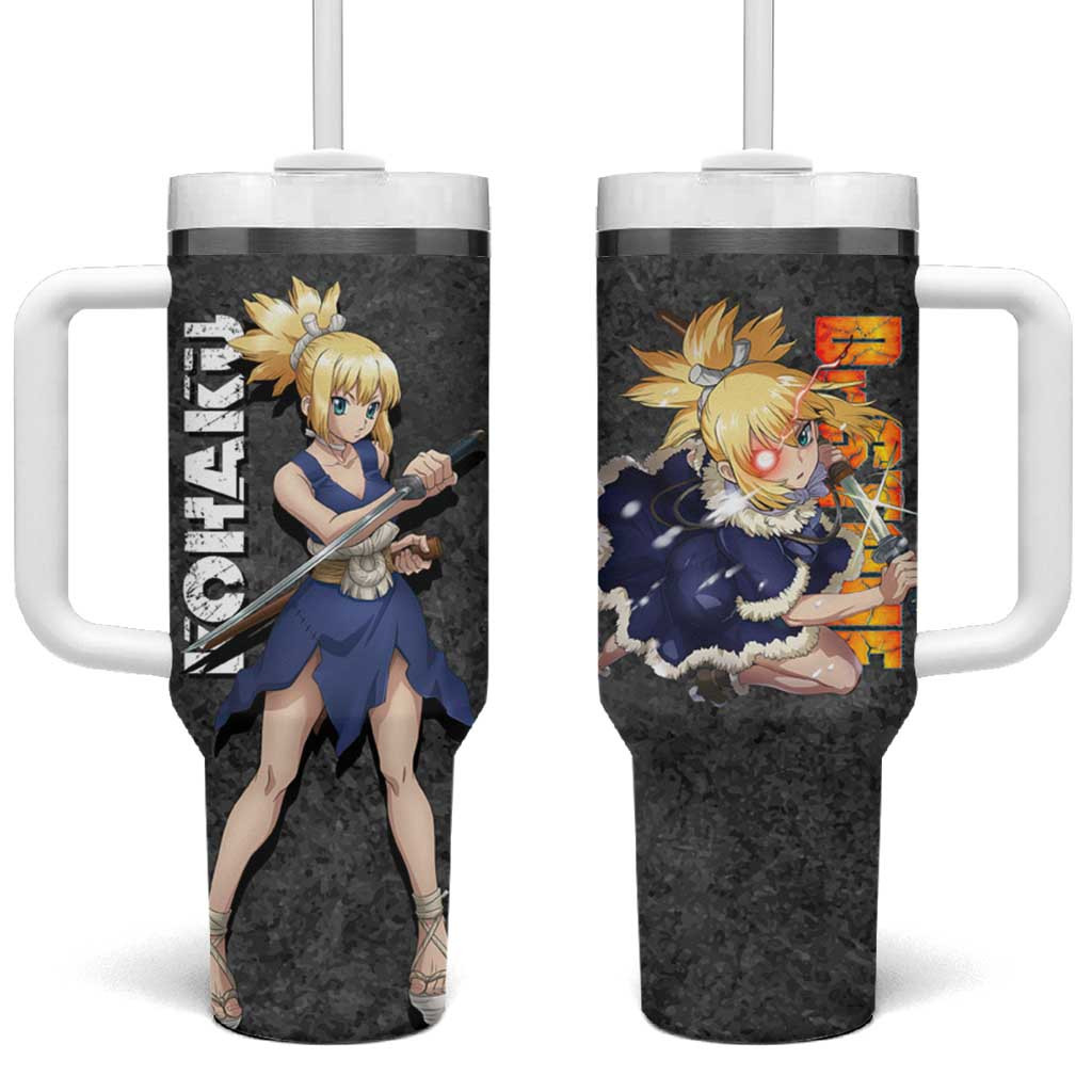 Kohaku Dr Stone Jungle Warrior Girl Tumbler With Handle With Fierce Spirit Anime Style