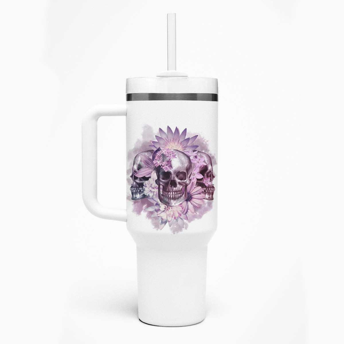 Stuck Between Idk Idc And Idgaf Skull Tumbler With Handle