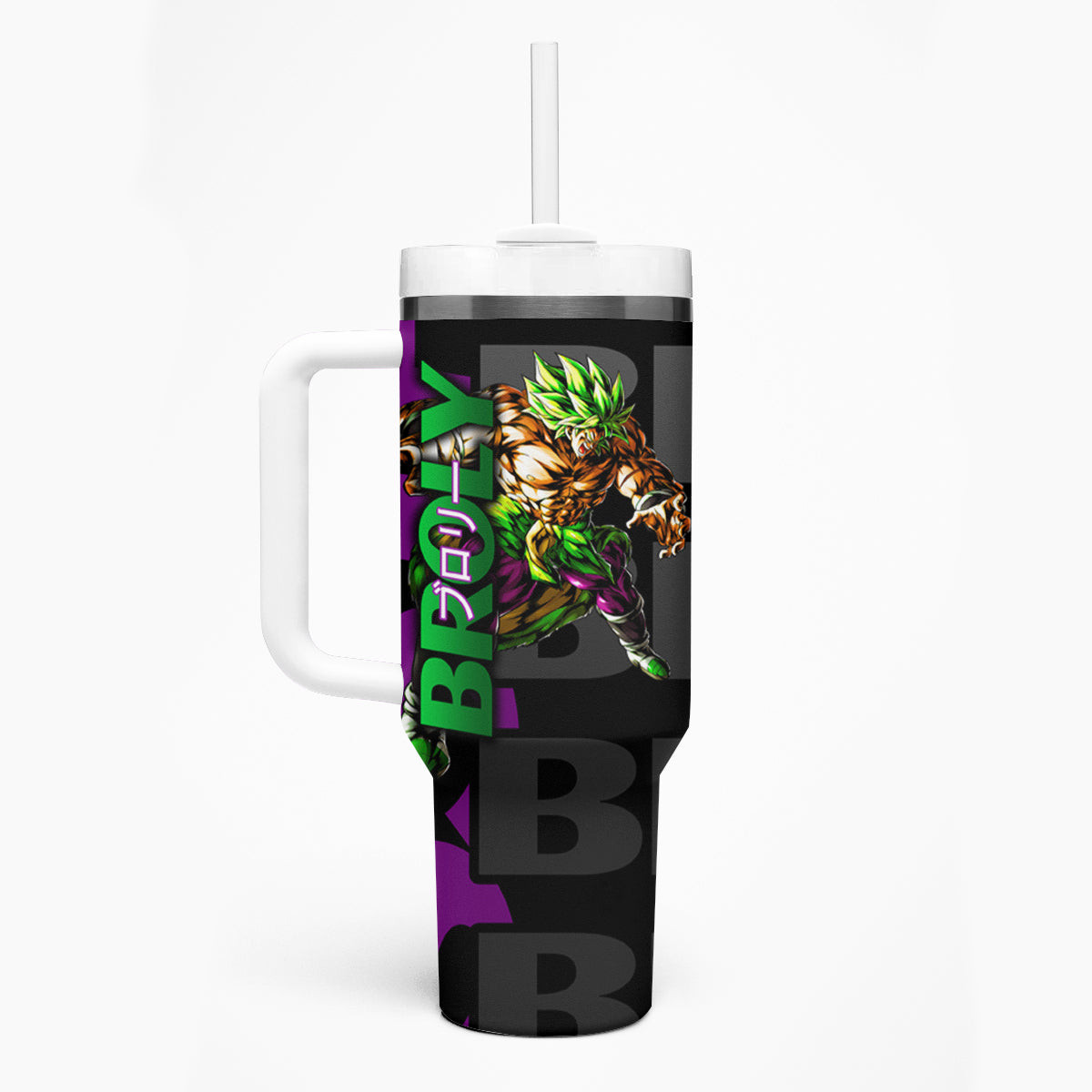 Super Saijan Broly Dragon Ball Tumbler With Handle Anime Mix Pattern Style