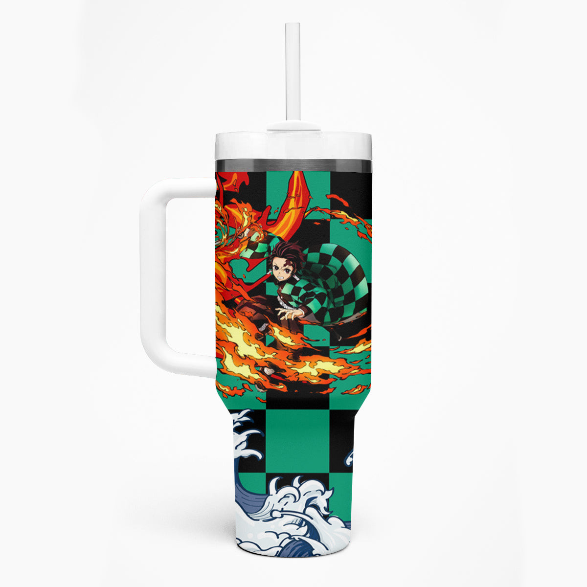 Tanjiro Demon Slayer Tumbler With Handle Anime Mix Japan Pattern Style