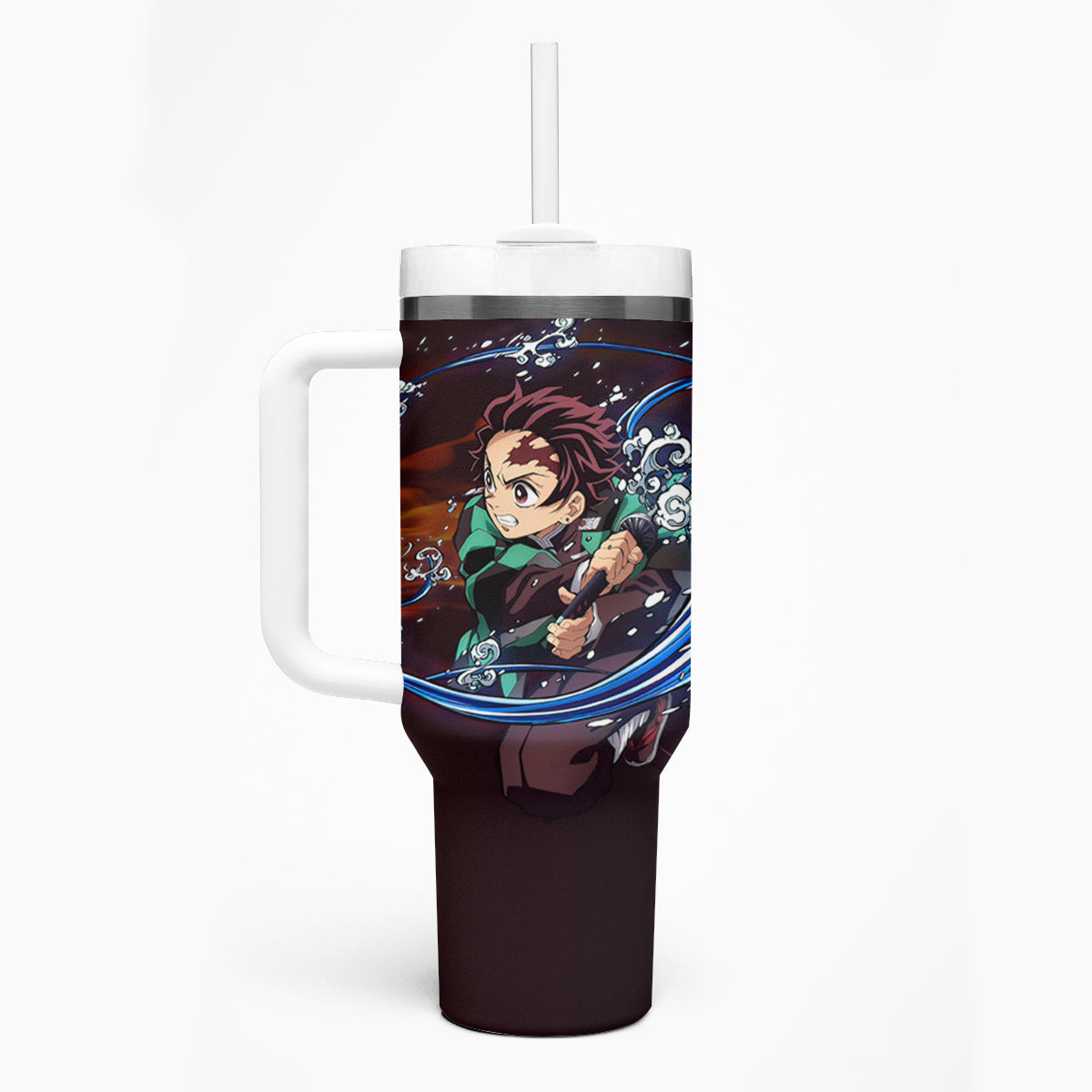 Tanjiro Water And Sun Breathing Demon Slayer Tumbler With Handle Anime Style