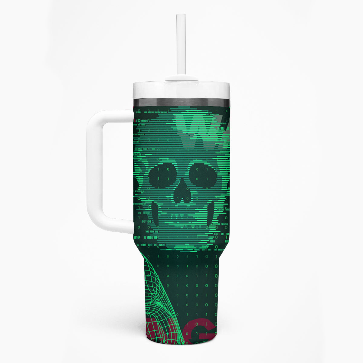 Technology Skull Tumbler With Handle Warning Erro 404