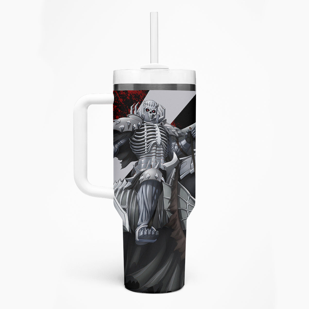 The Skull Knight Berserk Tumbler With Handle Black Blood Style