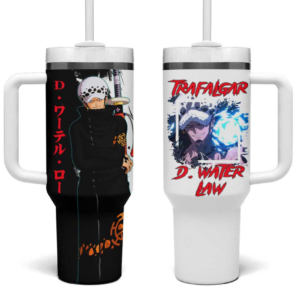 Trafalgar D Water Law Tumbler With Handle With Sword And Heart Pirates Emblem Design