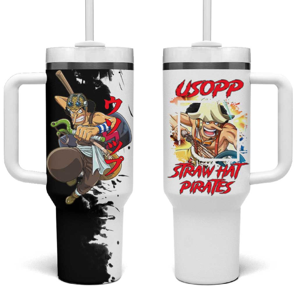Usopp One Piece Tumbler With Handle With Slingshot Action And Straw Hat Pirates Artwork