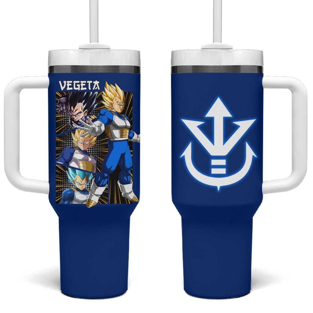 Vegeta Dragon Ball Proud Saiyan Warrior Tumbler With Handle With Blue Armor Anime Style