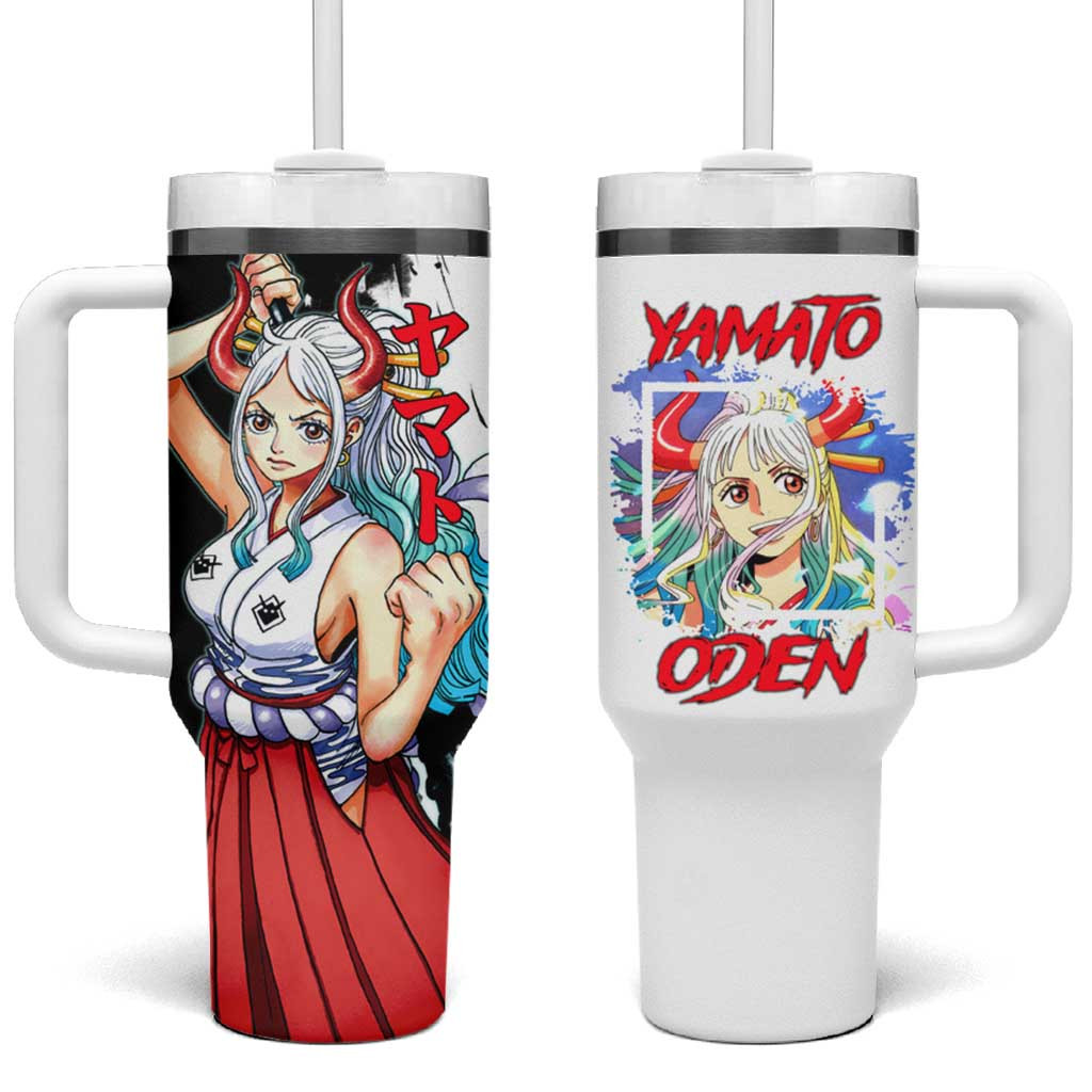 Yamato One Piece Tumbler With Handle With Oden Tribute And One Piece Character Print