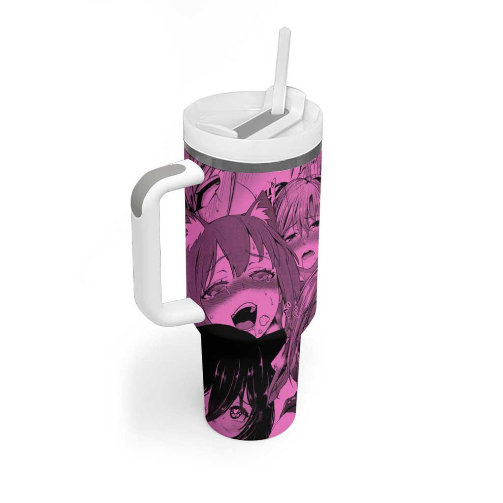 Ahegao Manga Tumbler With Handle Anime Mid Manga Style