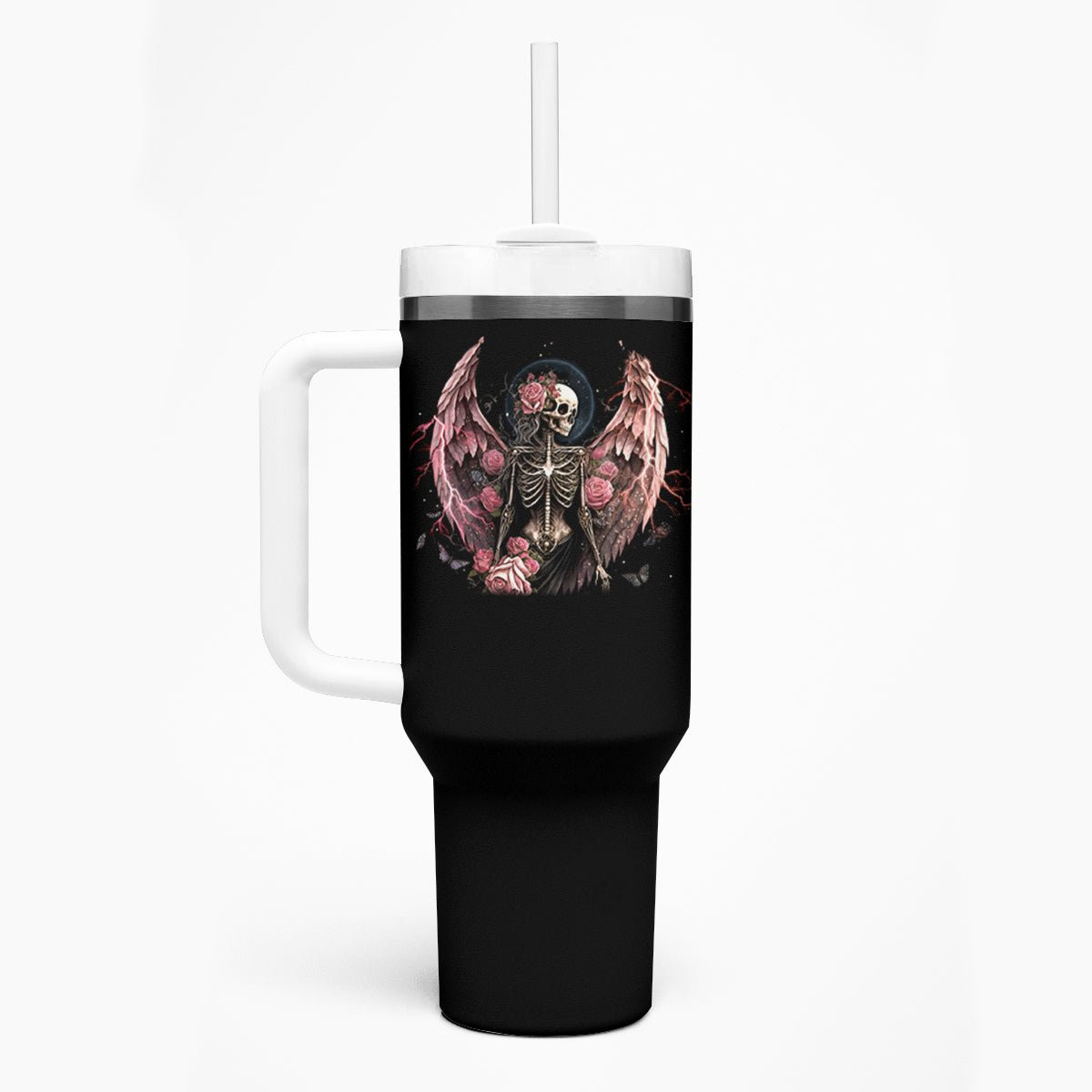 Angel Skull Tumbler With Handle She Whispered Back Iam The Storm