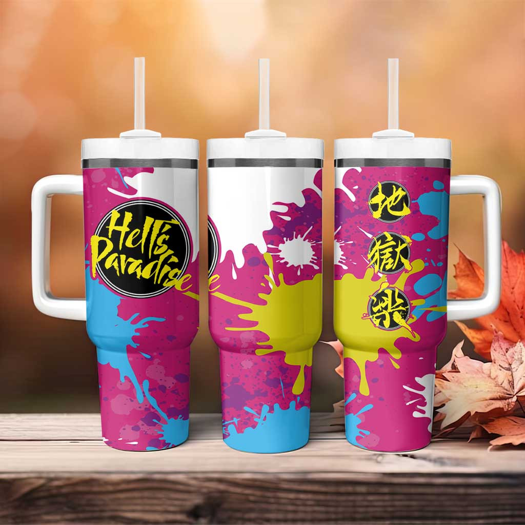 Art Fantasma Hells Paradise Tumbler With Handle Anime Uniform Mix Color Painting Splash