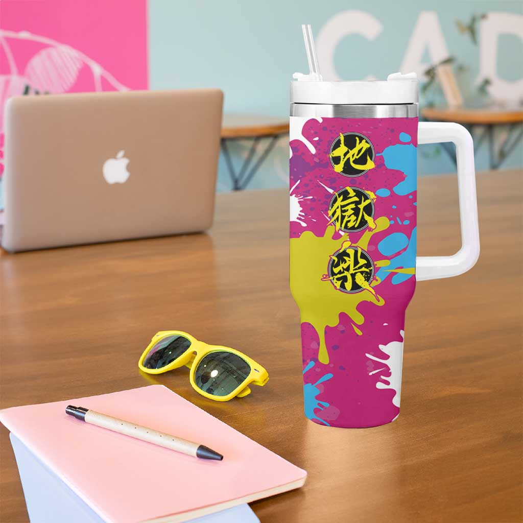 Art Fantasma Hells Paradise Tumbler With Handle Anime Uniform Mix Color Painting Splash