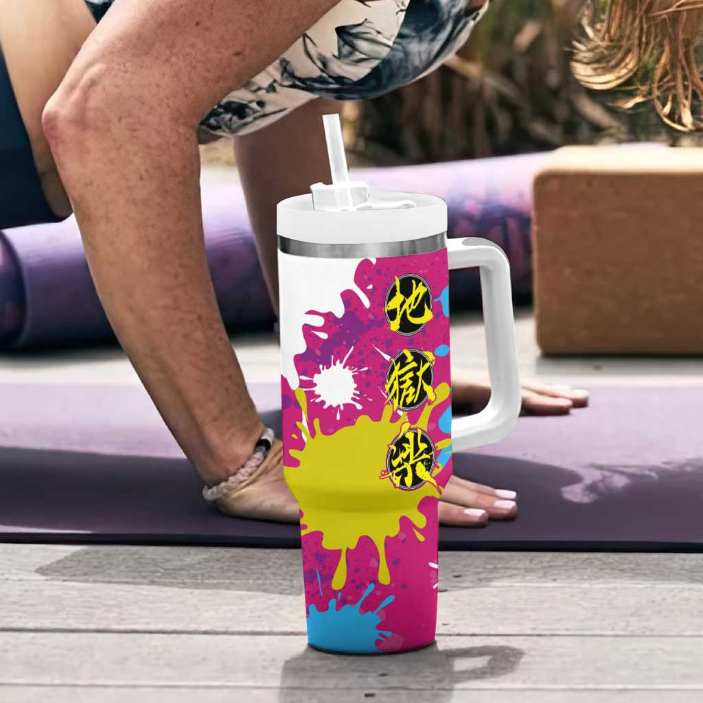 Art Fantasma Hells Paradise Tumbler With Handle Anime Uniform Mix Color Painting Splash