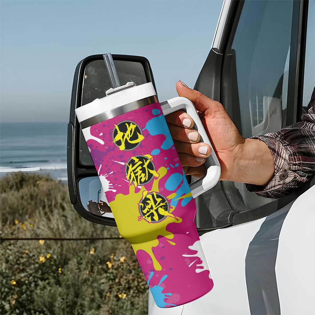 Art Fantasma Hells Paradise Tumbler With Handle Anime Uniform Mix Color Painting Splash