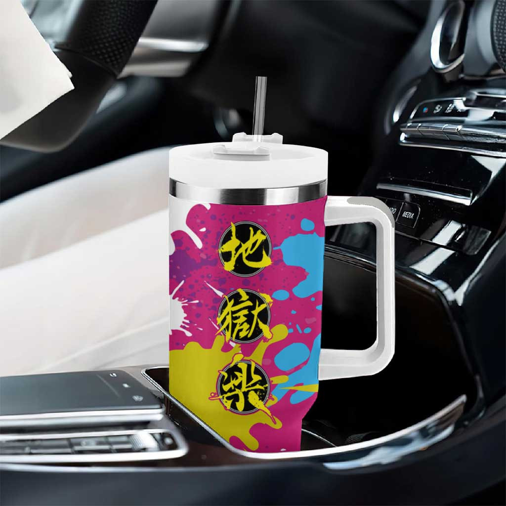 Art Fantasma Hells Paradise Tumbler With Handle Anime Uniform Mix Color Painting Splash