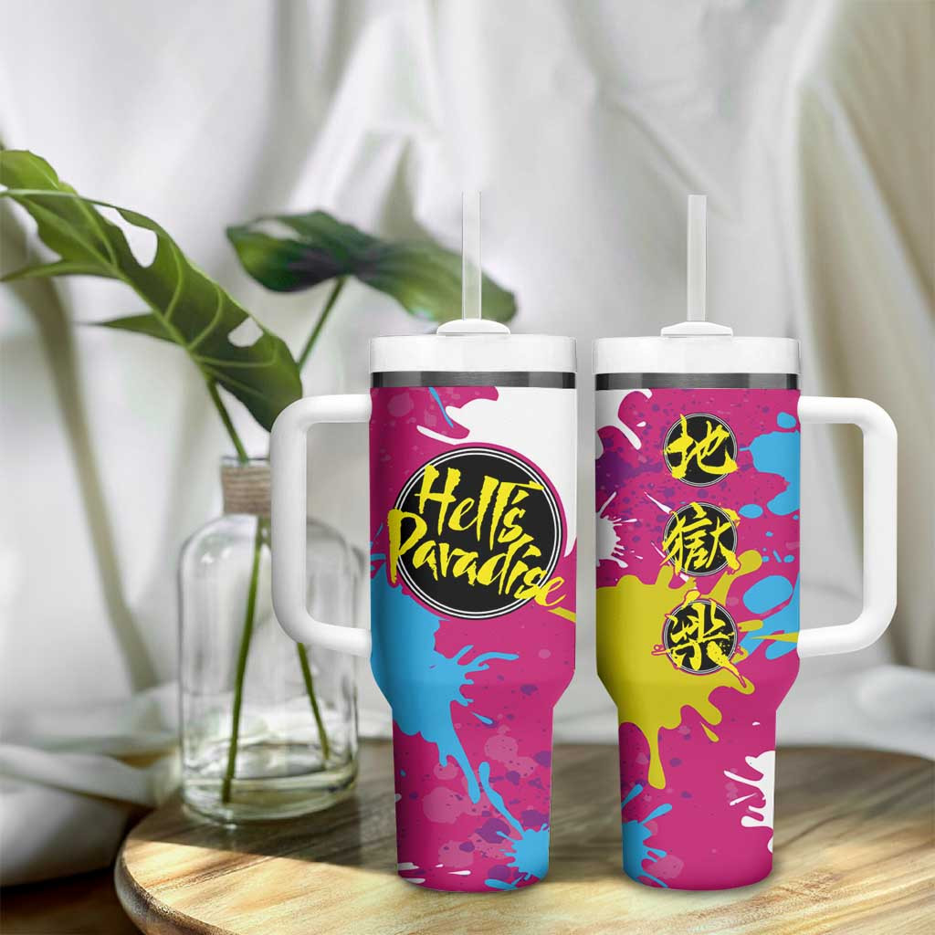 Art Fantasma Hells Paradise Tumbler With Handle Anime Uniform Mix Color Painting Splash