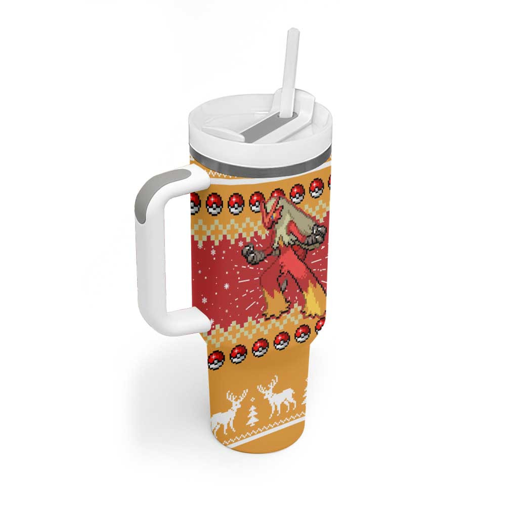 Blaziken Pokemon Tumbler With Handle Anime Pixel Christma Pattern Style