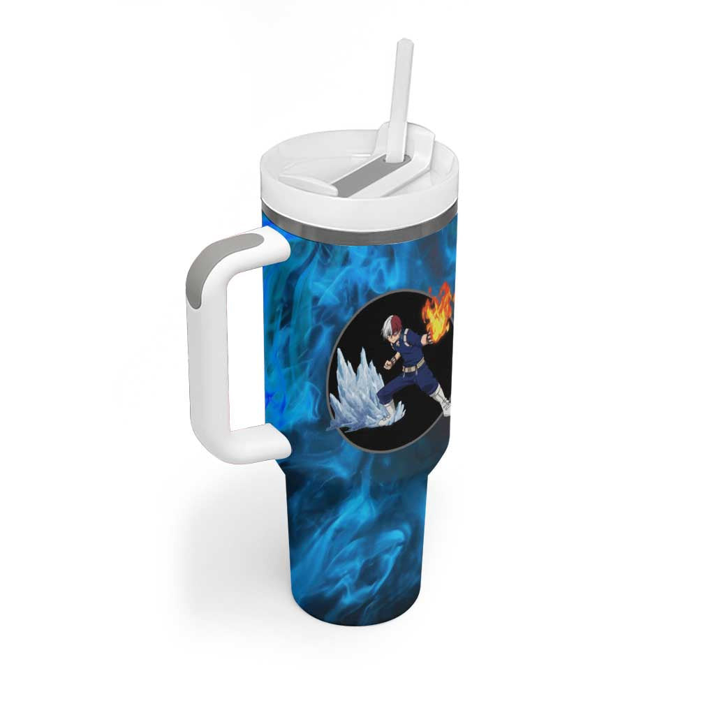 Burning Fire Shoto My Hero Academia Tumbler With Handle Anime Style