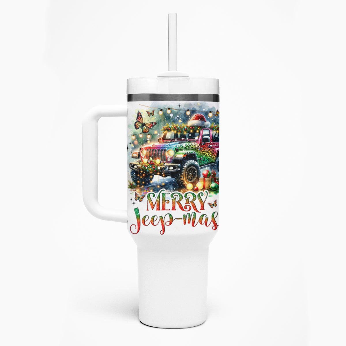 Colorful Jaguar Jeep Tumbler With Handle Merry Jeep Mas