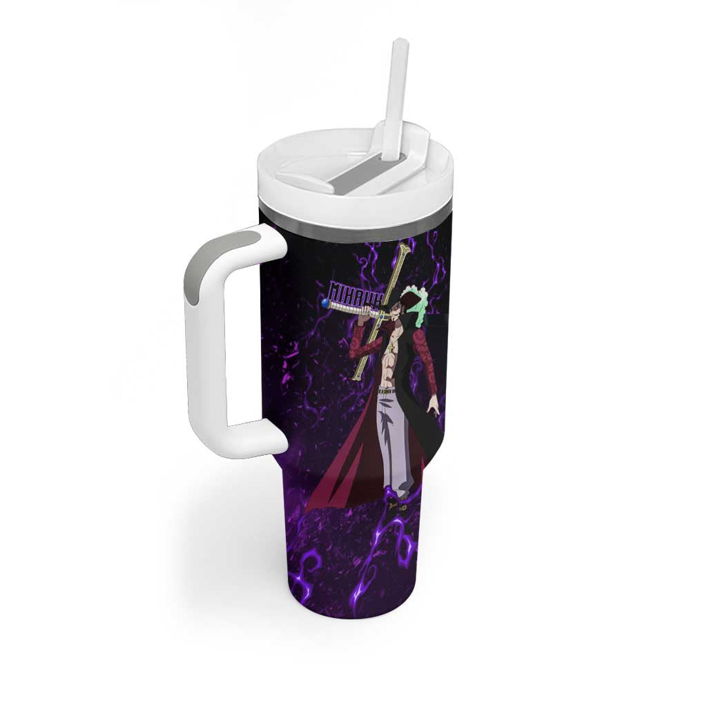 Dracule Mihawk One Piece Tumbler With Handle Haki Pattern Anime Style