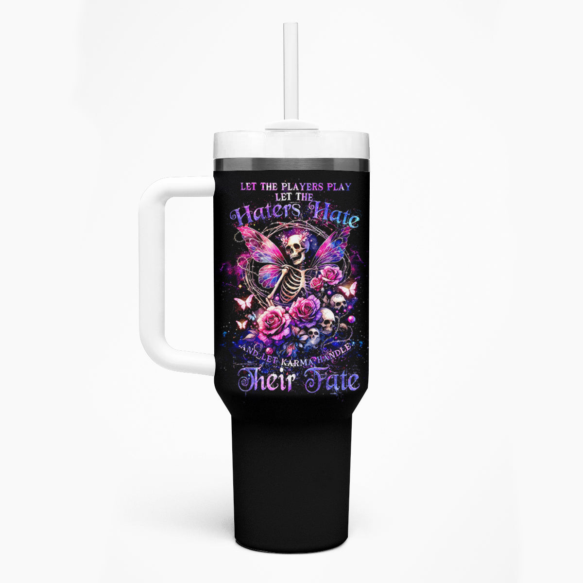 Fairy Skull Tumbler With Handle Let Karma Handle Their Fate