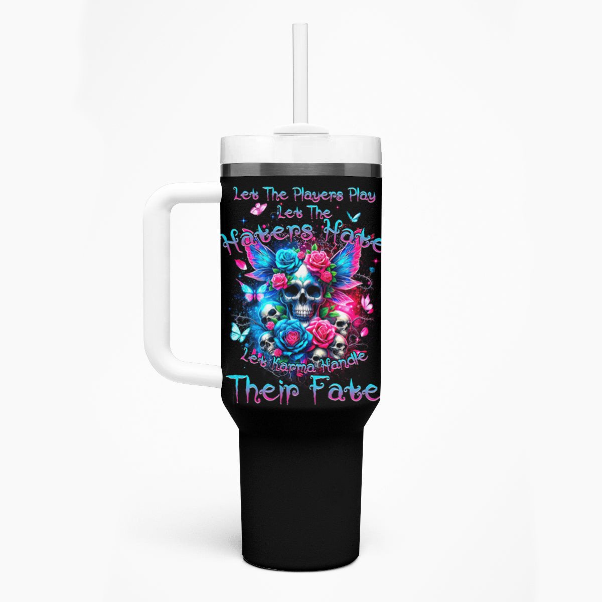 Fairy Skull Tumbler With Handle Let Karma Handle Their Fate