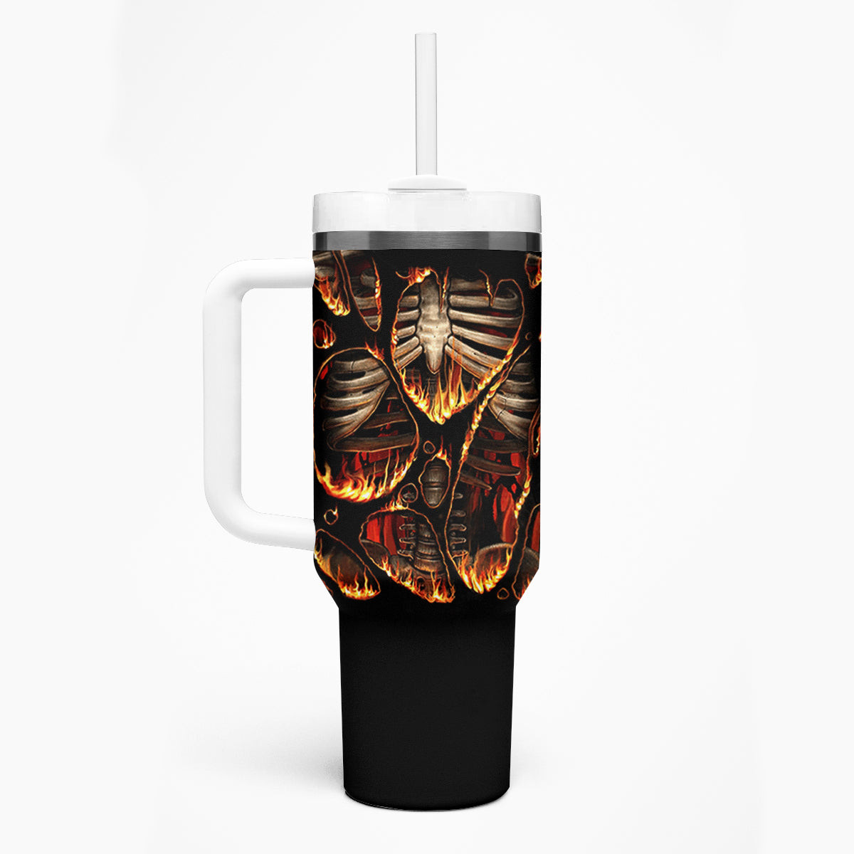 Flame Skull Tumbler With Handle Flame Skeleton Inside My Body