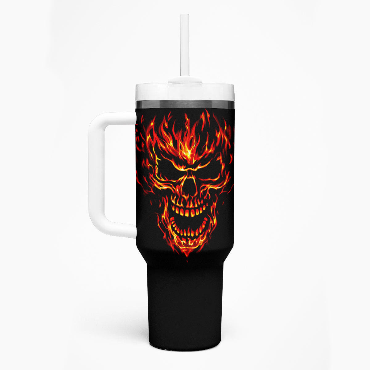 Flame Skull Tumbler With Handle Skull Face Inside Me