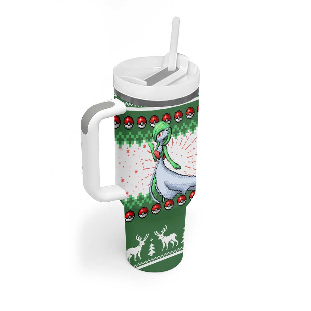 Gardevoir Pokemon Tumbler With Handle Anime Pixel Christma Pattern Style