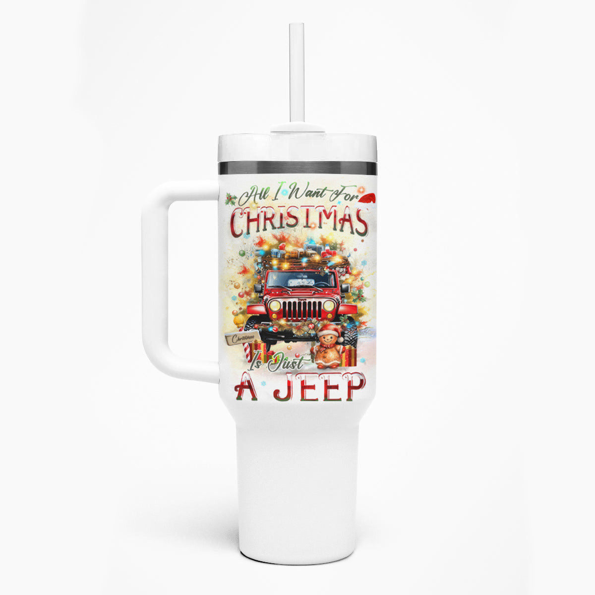 Ginger Cookie Jeep Tumbler With Handle All I Want For Christmas Is Just A Jeep