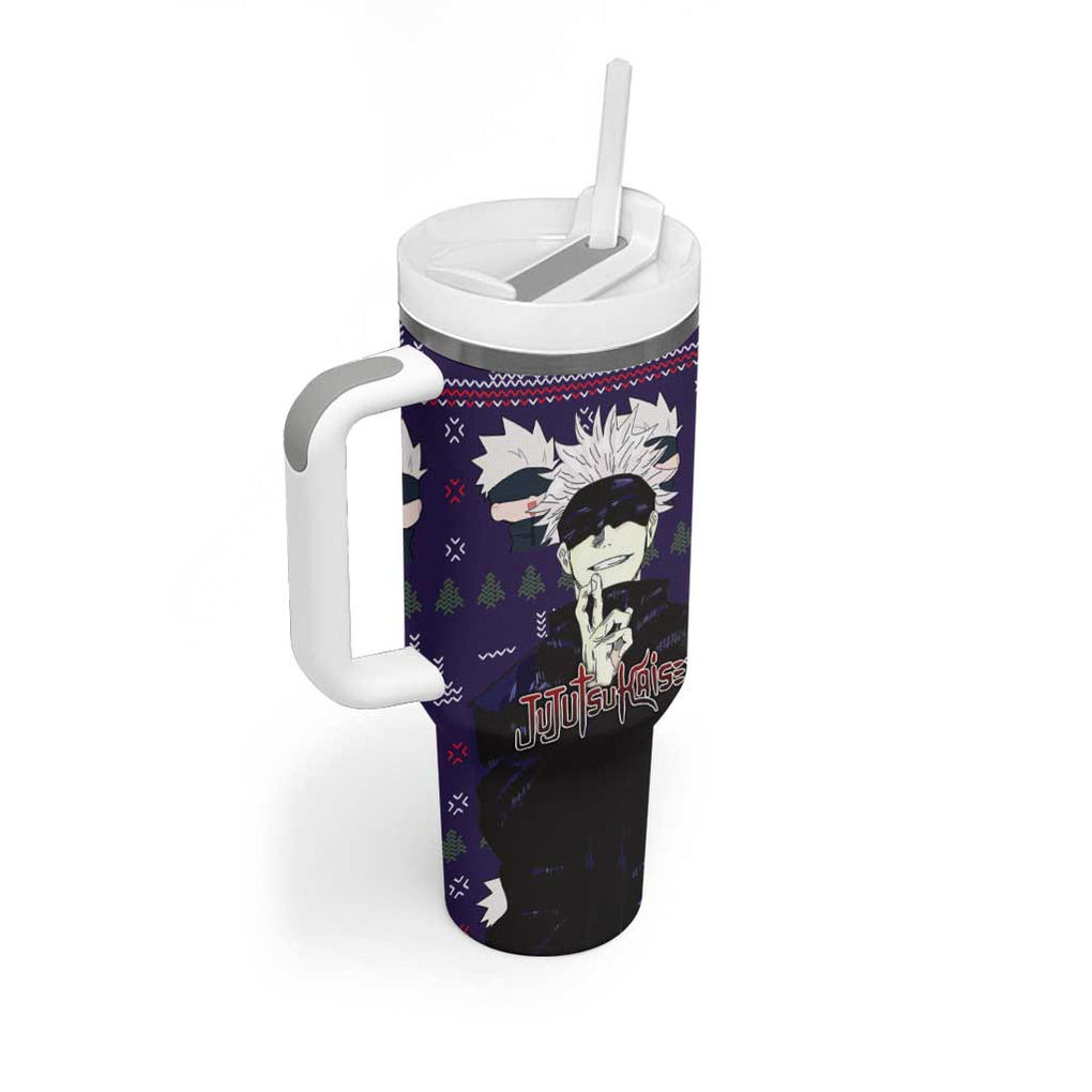 Gojo Satoru Ugly Christmas Jujutsu Kaisen Tumbler With Handle Anime Mix Christmas Style