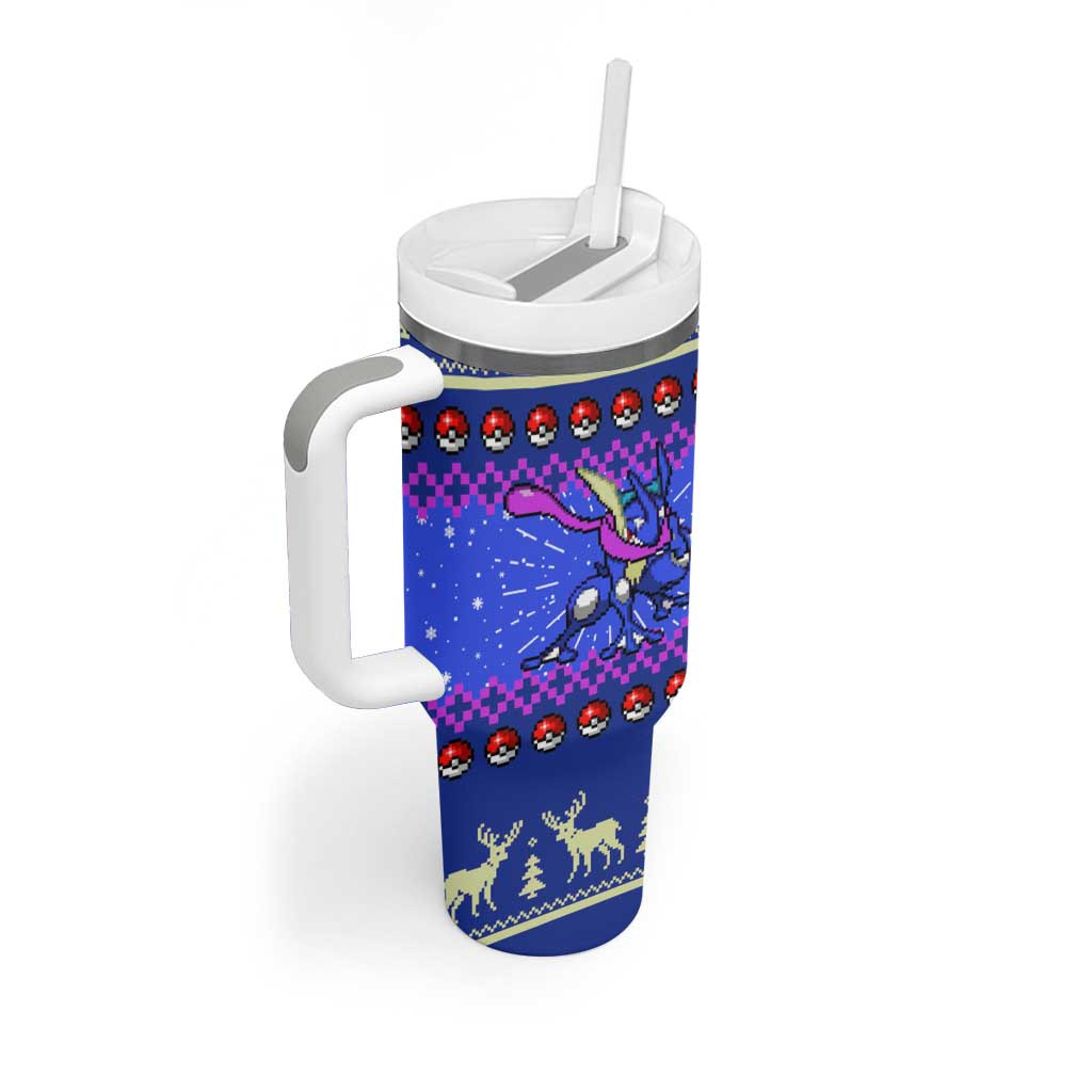 Greninja Pokemon Tumbler With Handle Anime Pixel Christma Pattern Style