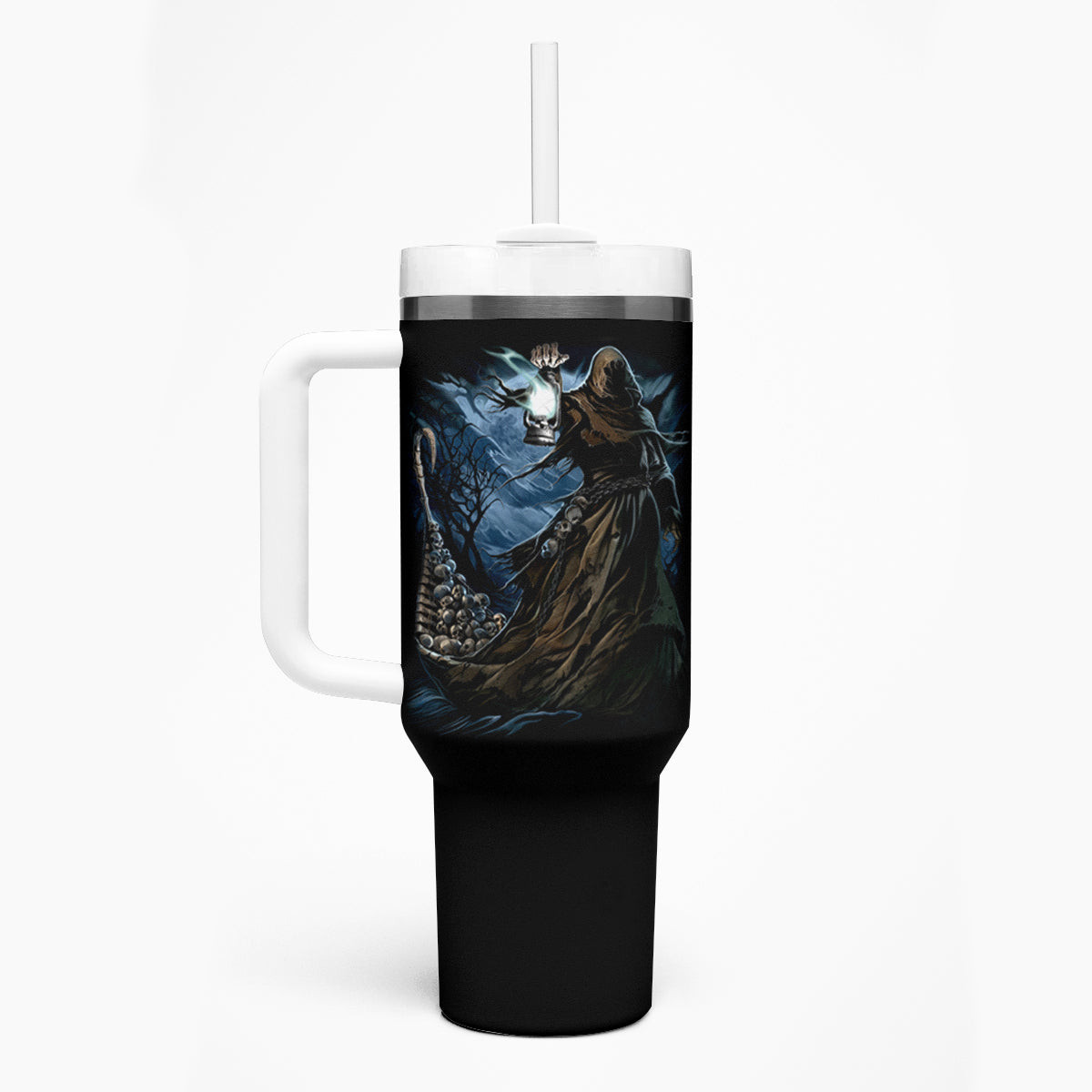 Grim Reaper Tumbler With Handle The Ferryman Of The Underworld With Charon Skull Black