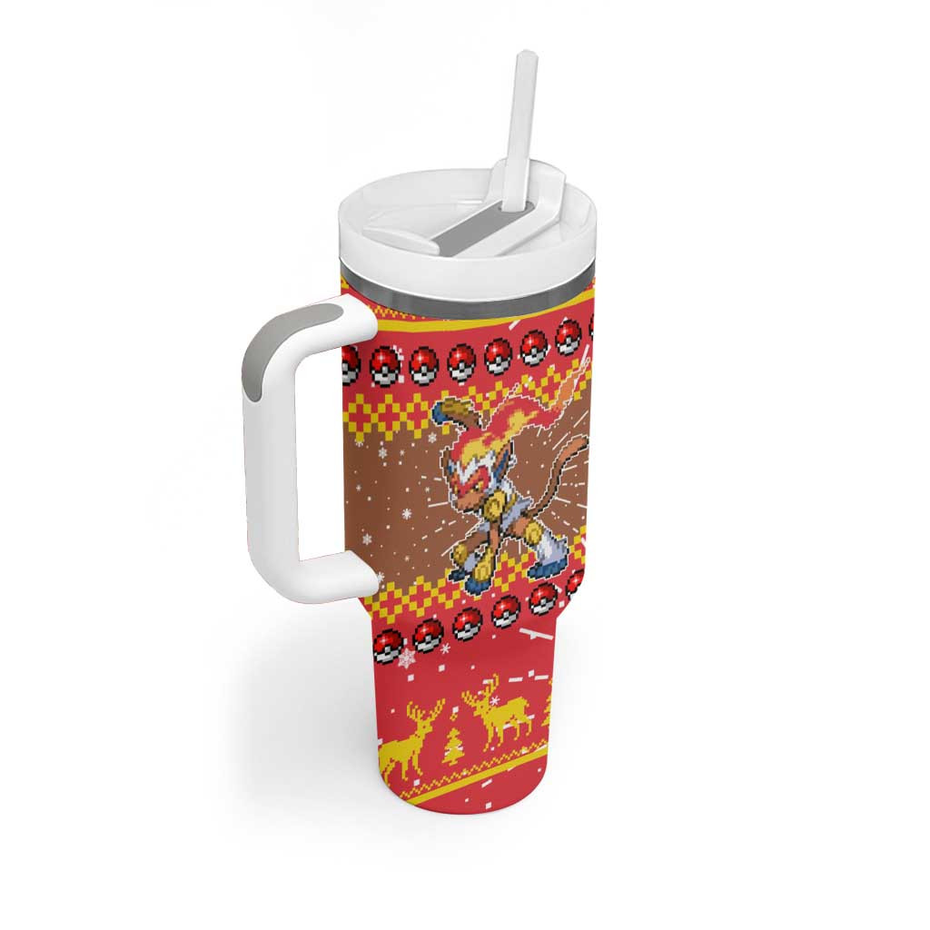 Infernape Pokemon Tumbler With Handle Anime Pixel Christma Pattern Style