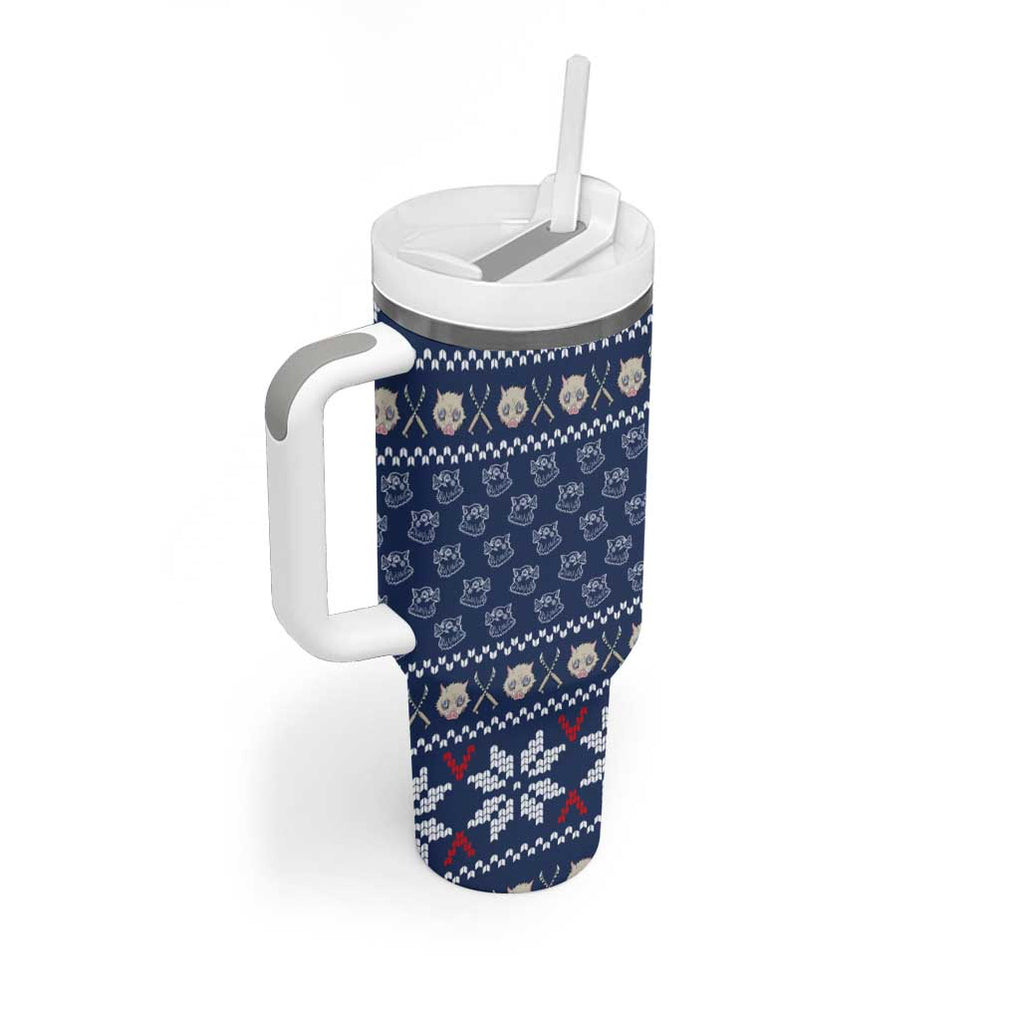 Inosuke Demon Slayer Tumbler With Handle Anime Mix Christmas Style