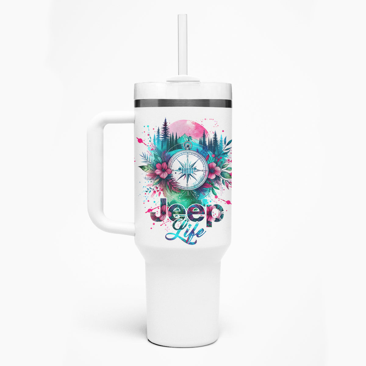 Jeep Life Tumbler With Handle Forest Jeep