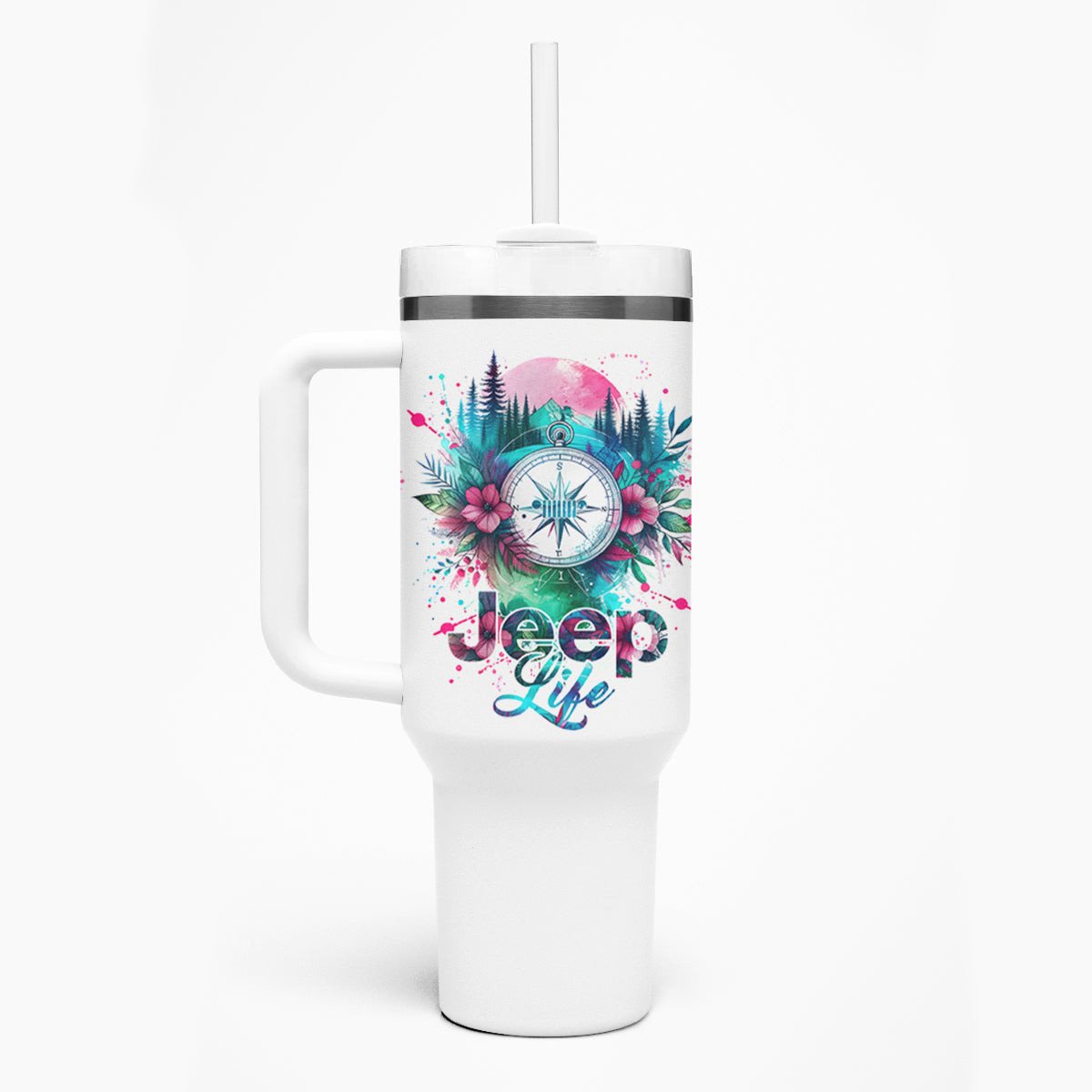 Jeep Life Tumbler With Handle Forest Jeep