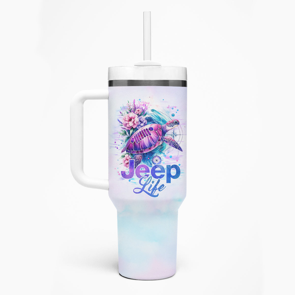 Jeep Life Tumbler With Handle Sea Turtle Jeep