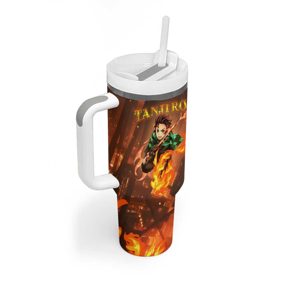 Kamado Tanjiro In Infinity Castle Demon Slayer Tumbler With Handle Anime Style