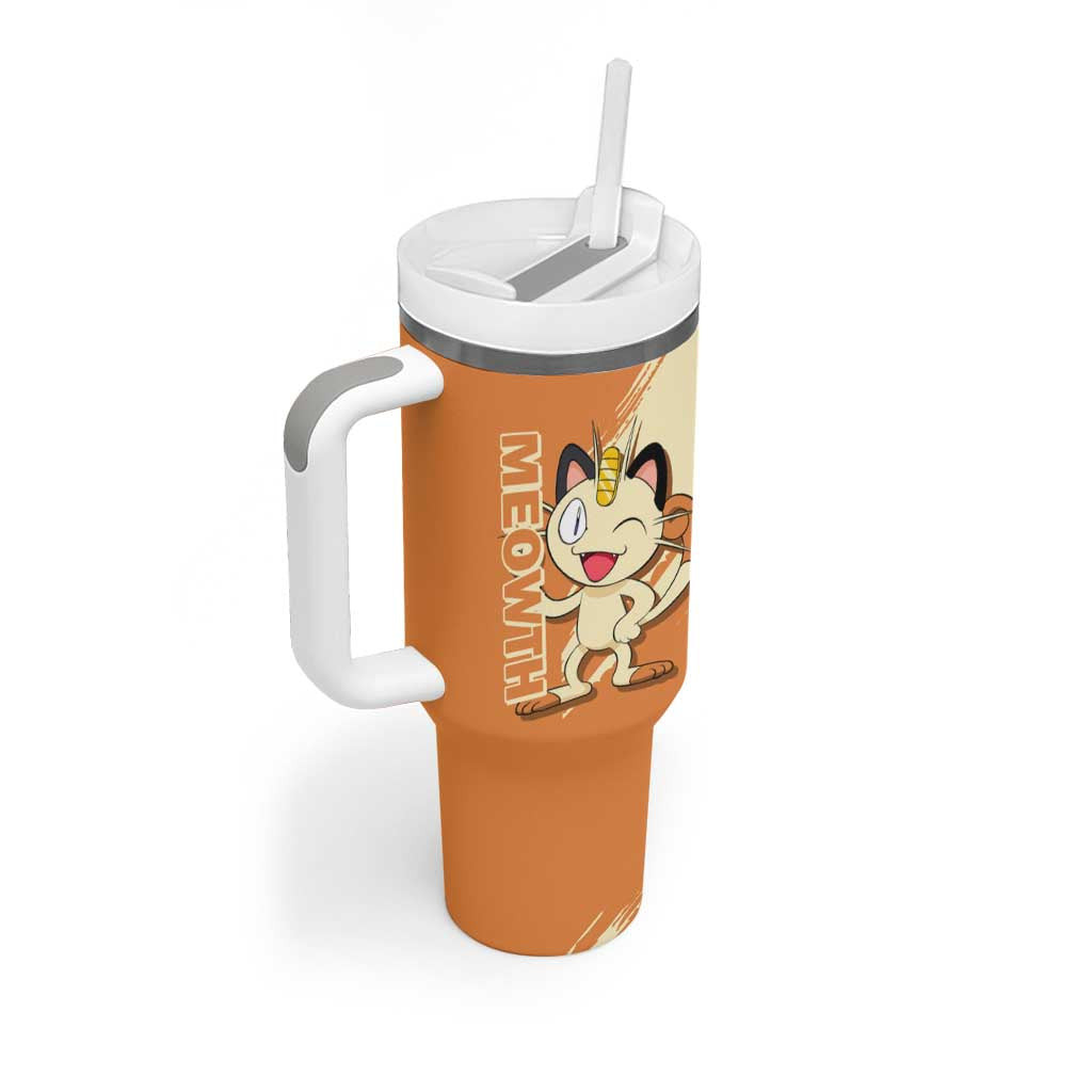 Meowth Pokemon Tumbler With Handle Anime Style