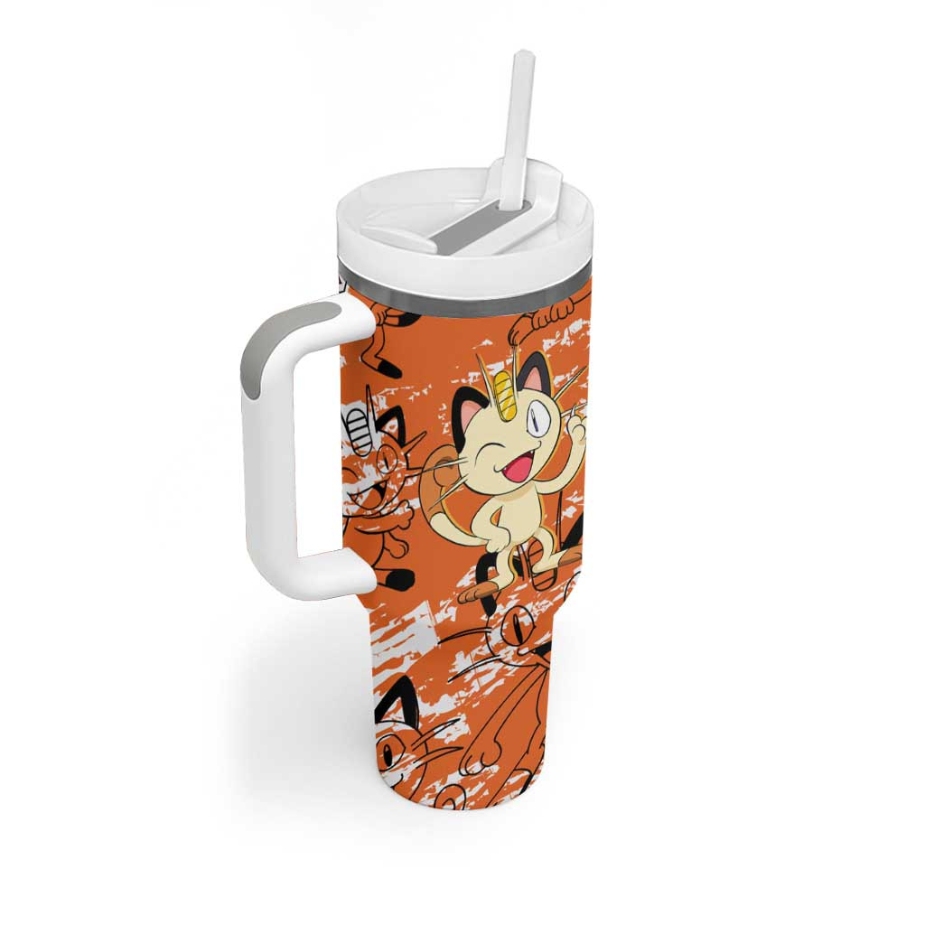 Meowth Pokemon Tumbler With Handle Anime Style